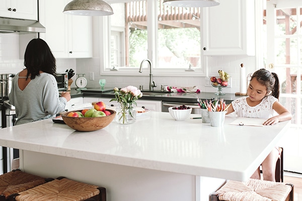 Mom and Daughter Together in Kitchen